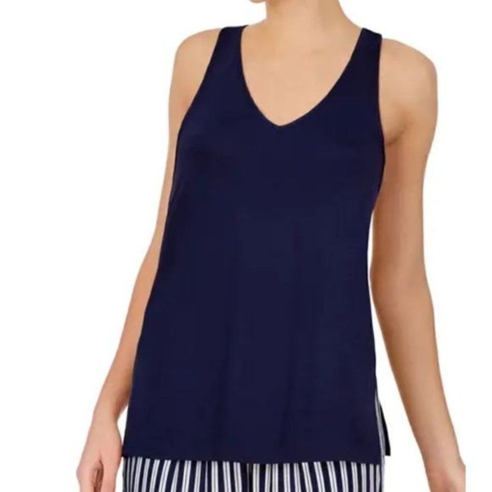 Refinery 29 Knit Pajama Racerback Tank Top Navy Small